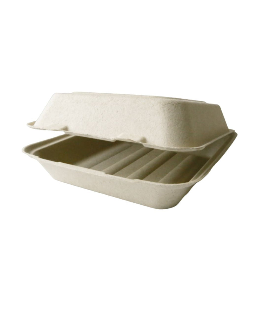 8" x 8" x 3" Compostable Clamshell | Natural Plant Fiber