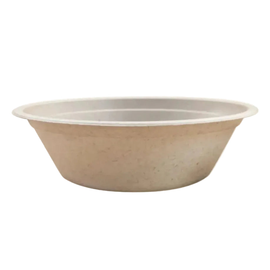 Beige fiber bowl on a white background