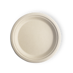 Beige fiber plate on a white background.