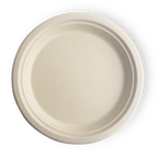 Beige fiber plate on a white background