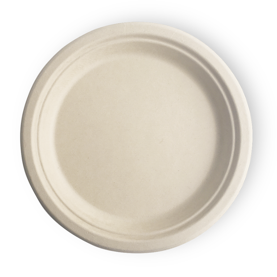 Beige fiber plate on a white background