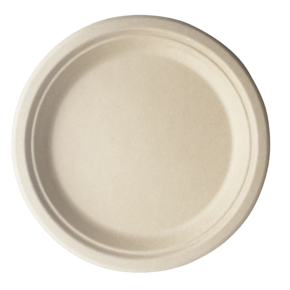 Beige fiber plate on a white background