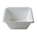 White disposable bowl with a clear lid on a white background