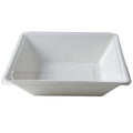 White bowl container with clear compostable lid on a white background