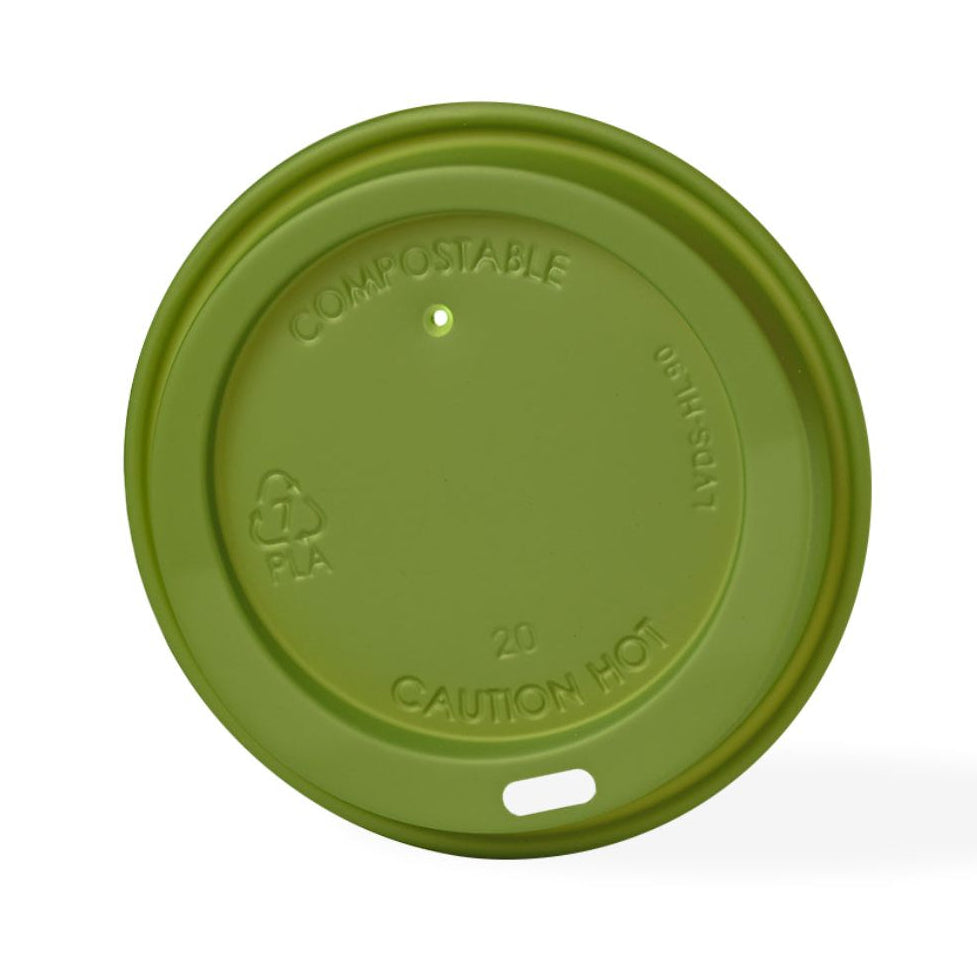 Green Lid for 8 oz Hot Cups | Compostable CPLA