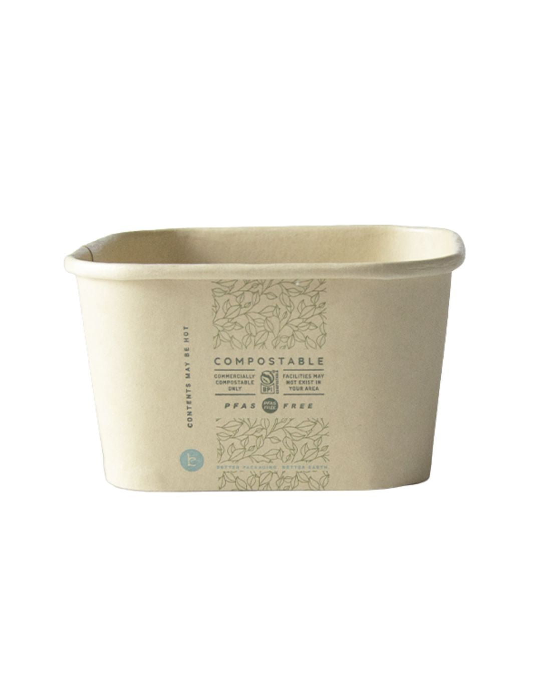 20 oz Square PLA-Lined Bowl | No Added PFAS | Bamboo