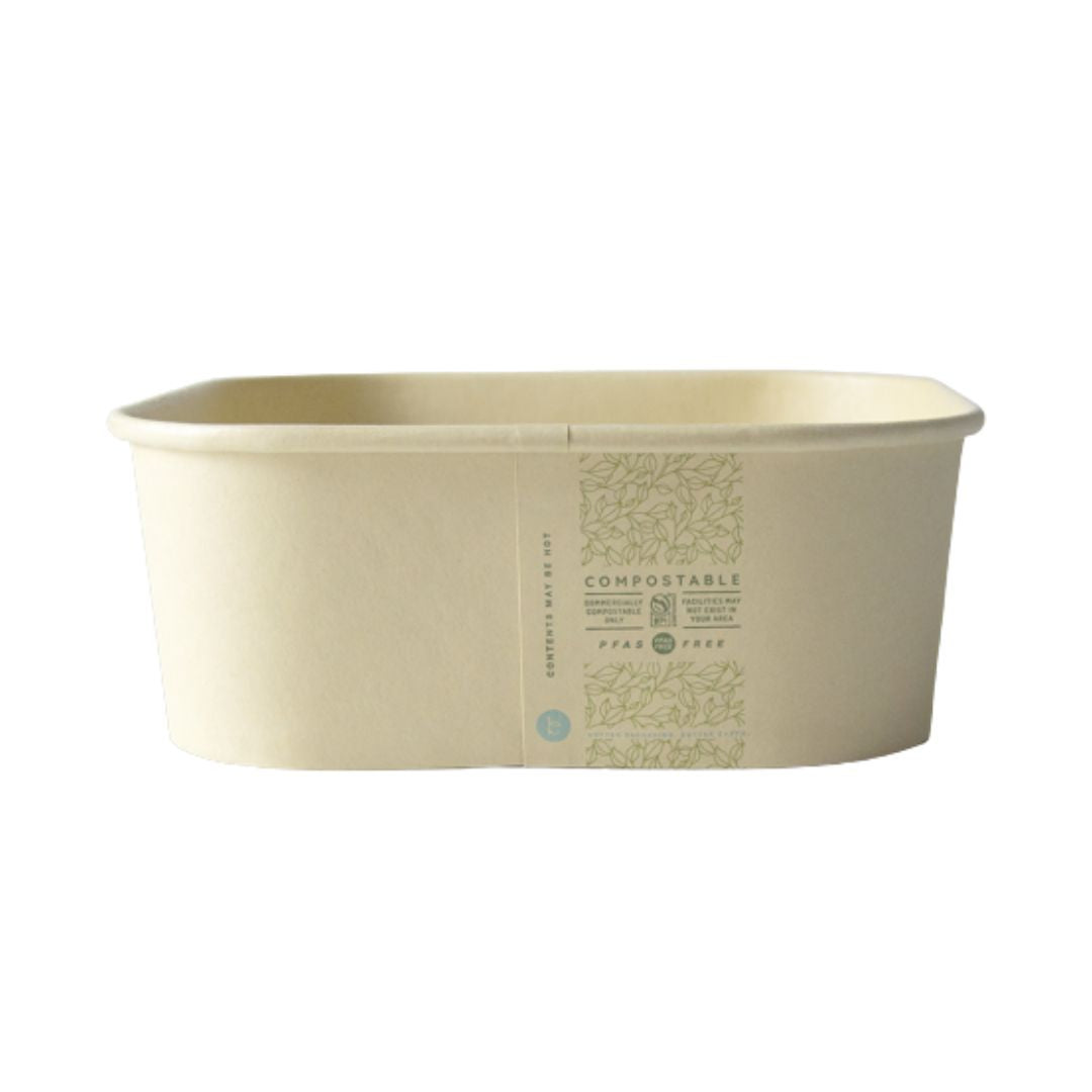 40 oz Square PLA-Lined Bowl | No Added PFAS | Bamboo