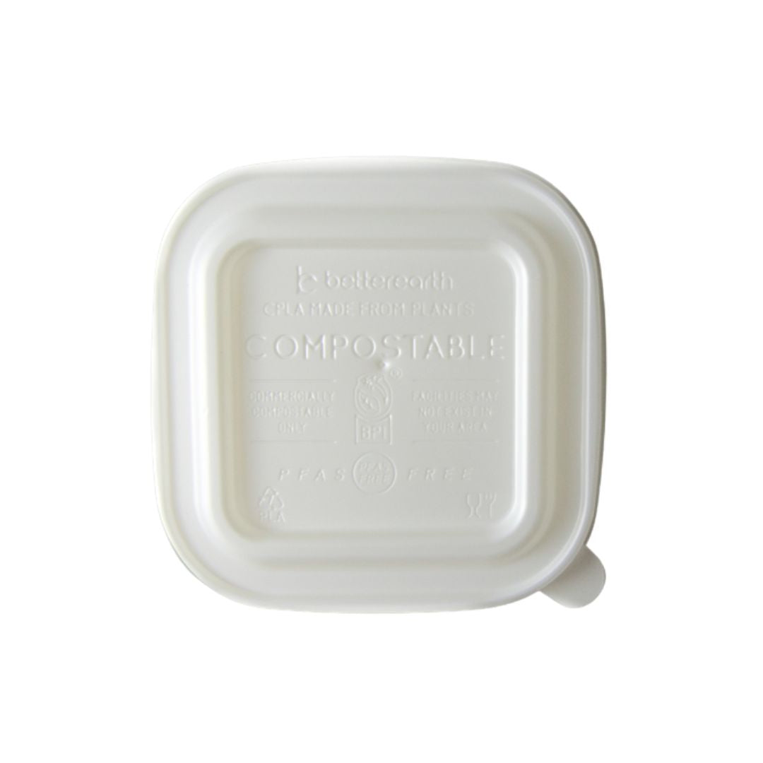 Lid for 20 oz Square PLA-Lined Bowl | White CPLA