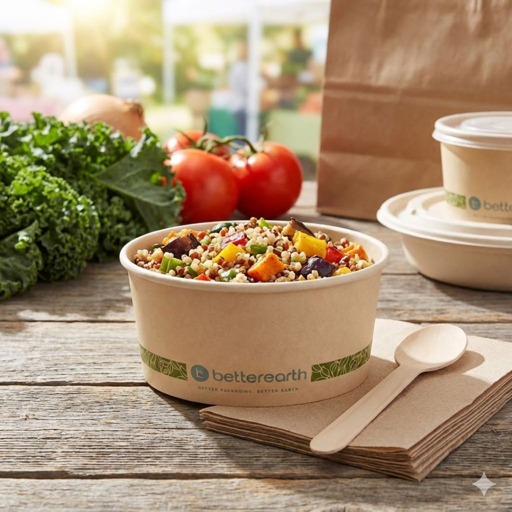 8 oz Paper Food Container | Squat | PLA Lined | Compostable