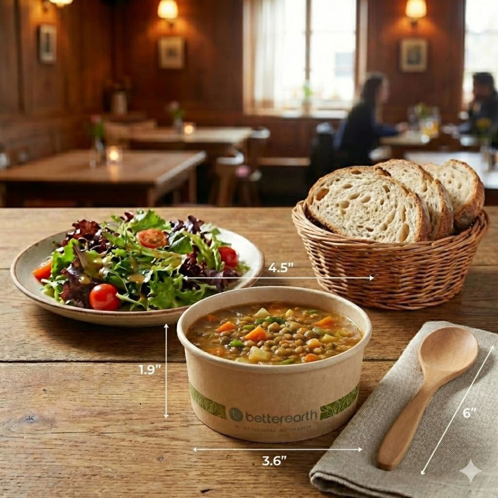 8 oz Paper Food Container | Squat | PLA Lined | Compostable