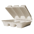 Fiber compostable taco box with open lid on a white background