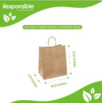 10.2" x 12" x 6.5" Kraft Paper Shopping Bags w/ Handles | Bistro