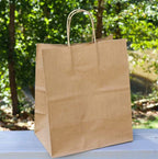 10.2" x 12" x 6.5" Kraft Paper Shopping Bags w/ Handles | Bistro