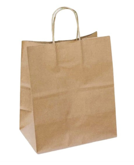 10.2" x 12" x 6.5" Kraft Paper Shopping Bags w/ Handles | Bistro