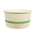 Compostable beige paper bowl with a green band and 'NoTree' branding on a white background