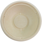 Top view of a compostable fiber bowl on a plain white background.