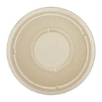 Top view of a compostable tan bowl on a white background