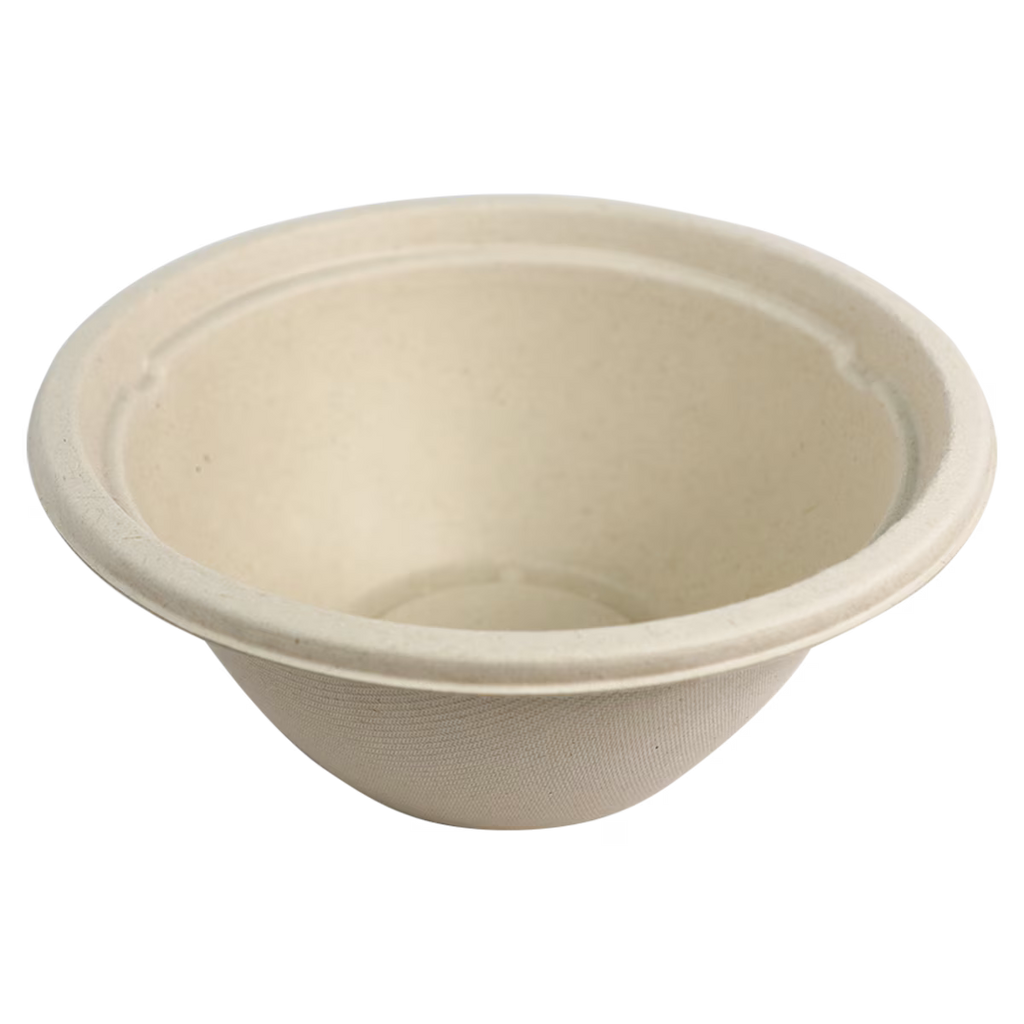 Compostable fiber bowl on a white background