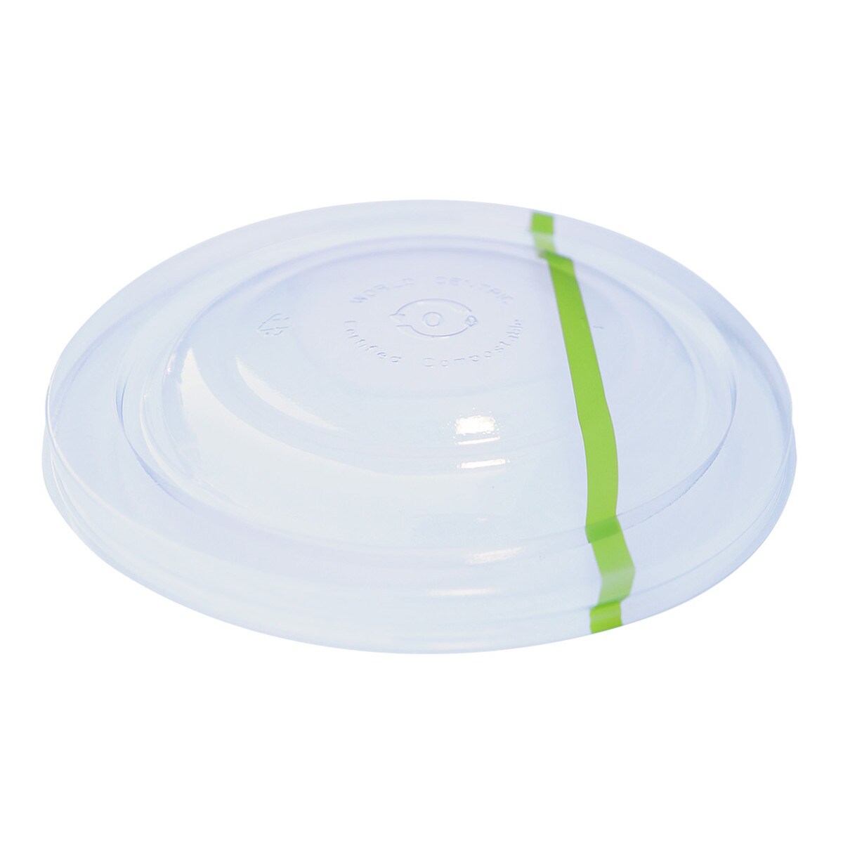 Clear Lid for 16-32 oz Round Natural Fiber Bowl | Clear PLA | Green Stripe
