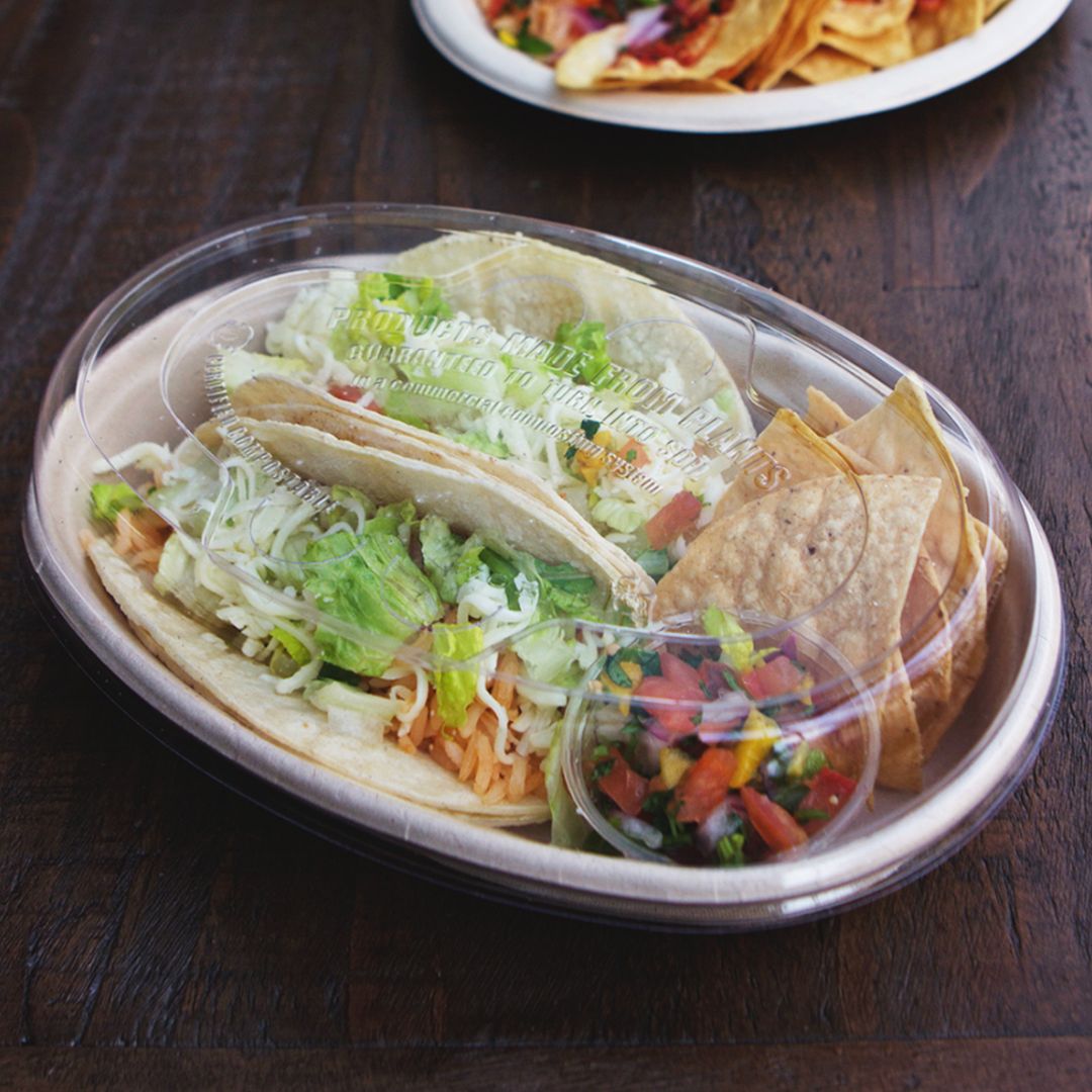 Lid for 18-24 oz Oval Burrito Bowl | Compostable | PLA