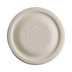 Fiber compostable lid with 'World Centric' branding on a white background