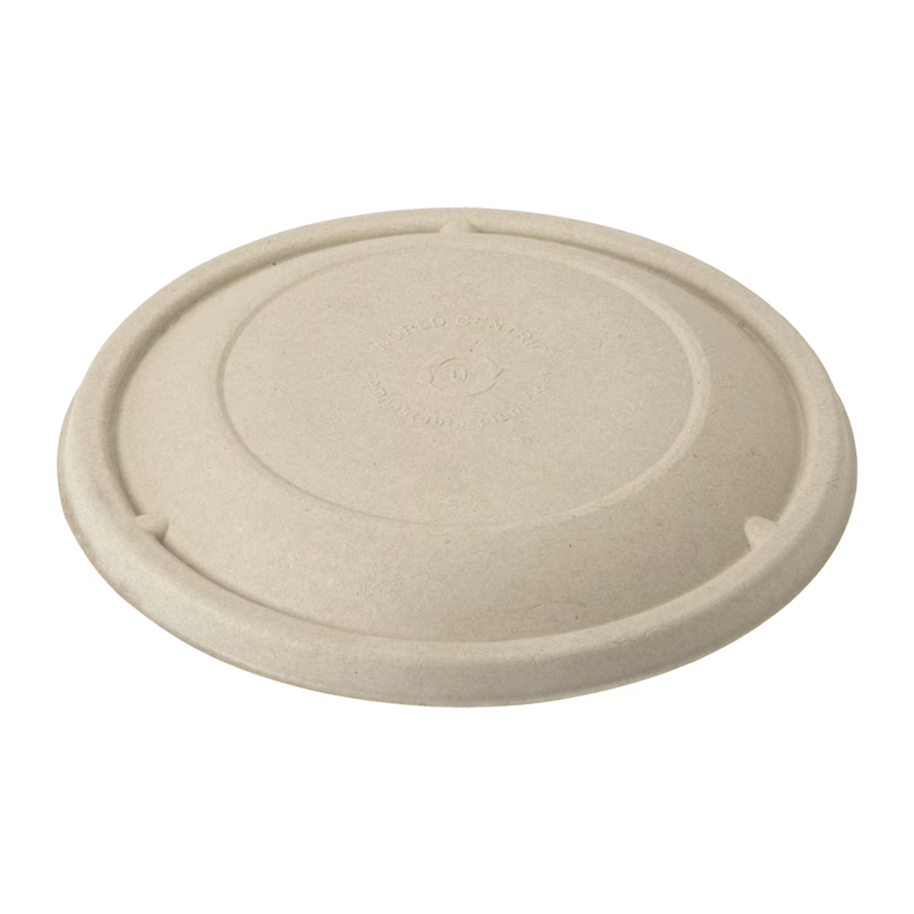 Compostable fiber lid on a white background