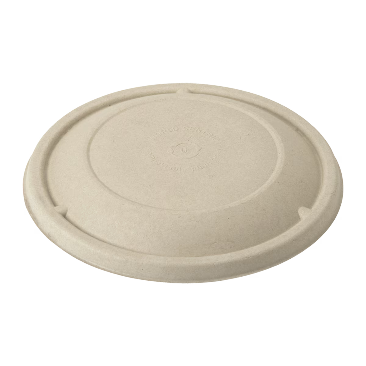 Compostable fiber lid on a white background