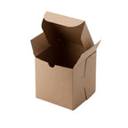 An open brown kraft cardboard box with a hinged lid, shown on a plain white background.