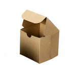 A small brown kraft paper box with a hinged lid, shown open on a plain white background.