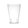 Clear compostable beer cup on a white background