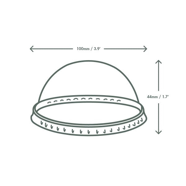 Dome Lid for 8-16 oz Bella Pots | No Hole | Clear PLA | Compostable