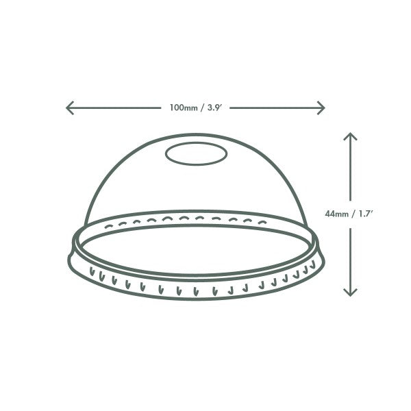 Lid for 8-16 oz Bella Pots | Dome w/ Hole | Clear PLA | Compostable