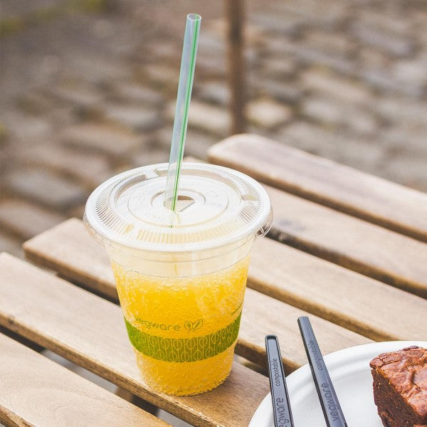 Lid for 16-22 oz Paper Cups by Vegware® | Straw Slot | Compostable