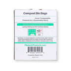 Box of home compost bin bags with branding and product information on a white background