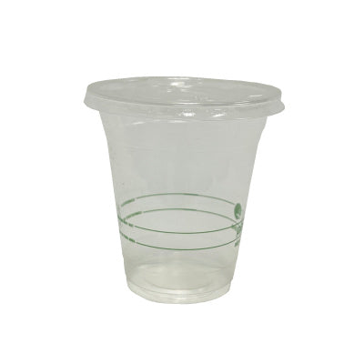 12 oz Cold Cups With Lids | Corn Plastic | Set of 100 Cups & 100 Flats Lids
