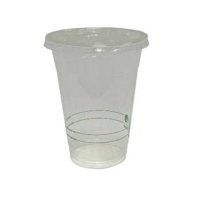 16 oz Cold Cups With Lids | Corn Plastic | Set of 100 Cups & 100 Flats Lids