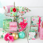 Many gifts wrapped in eco-friendly paper with cotton ribbons in many colors.