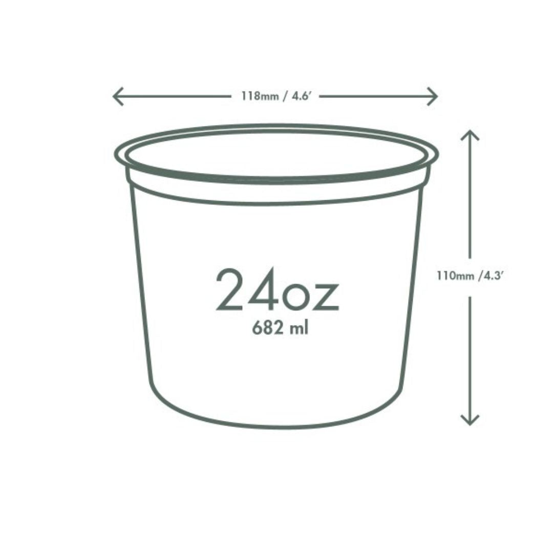 24 oz Compostable Round Deli Container | Clear | Vegware® | PLA