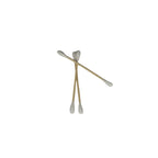 Three cotton swab sticks with light wood sticks and white cotton tips, arranged on a plain white background.