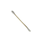 A single cotton swab with a light brown wooden handle and white cotton tips, shown diagonally on a plain white background.