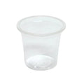 Clear compostable plastic cup on a white background