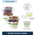 Parfait portion holder with World Centric branding and various components on a white background.
