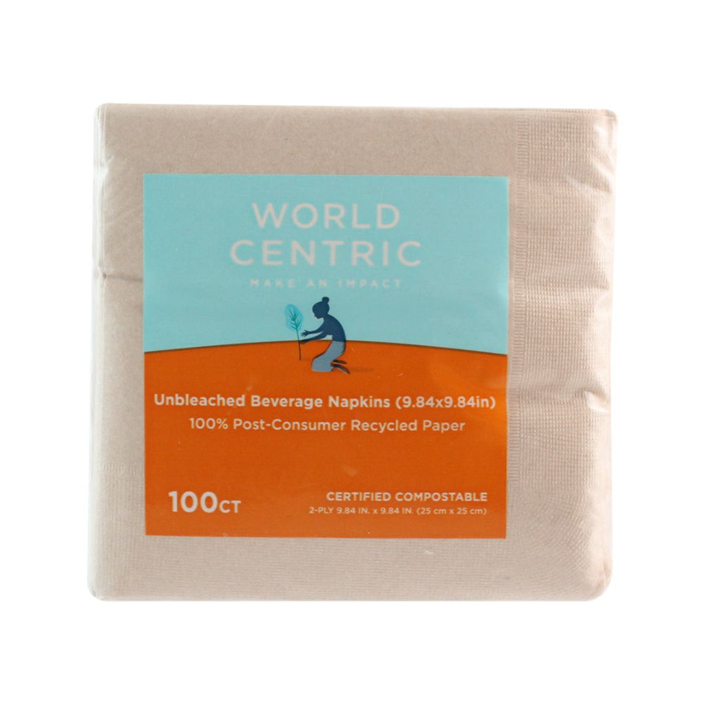 4.5" Compostable Square Beverage Napkins | Folded | 2-ply