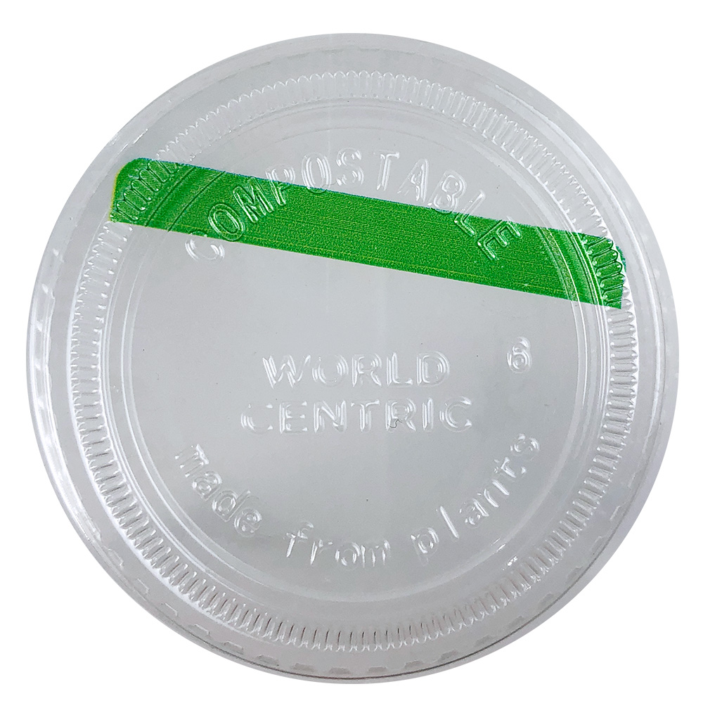 Flat Lid for 2-3 oz Cold Cups | No Hole | Green Stripe | Clear PLA