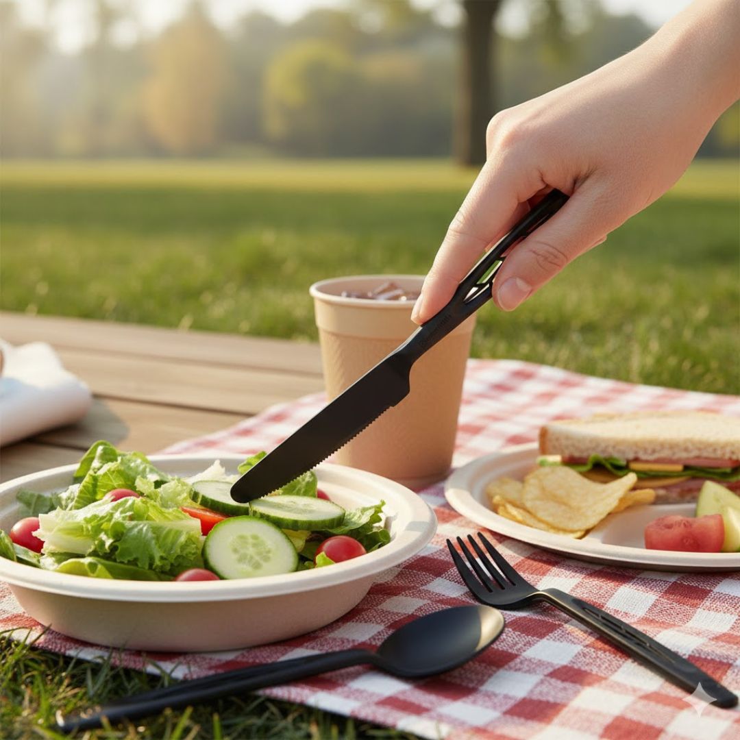 6.5" Compostable Spoons Bulk | Black