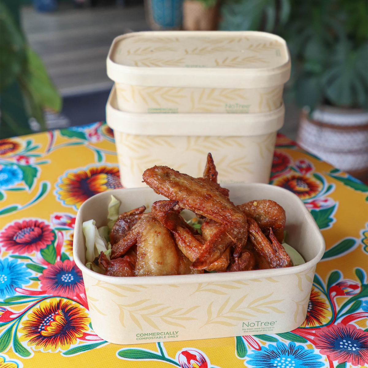 16 oz NoTree® Paper Rectangular Container | No Added PFAS | Bamboo