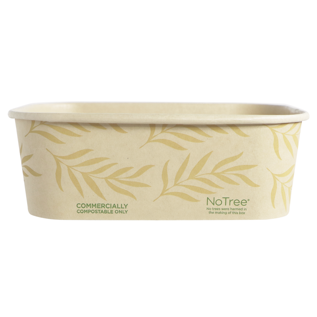 24 oz NoTree® Paper Rectangular Container | No Added PFAS | Bamboo