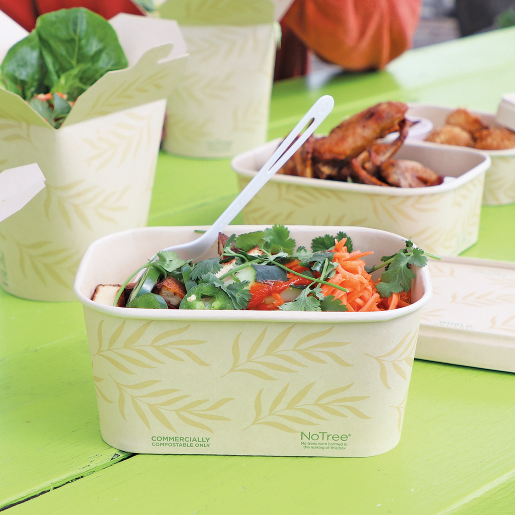 32 oz NoTree® Paper Rectangular Container | No Added PFAS | Bamboo