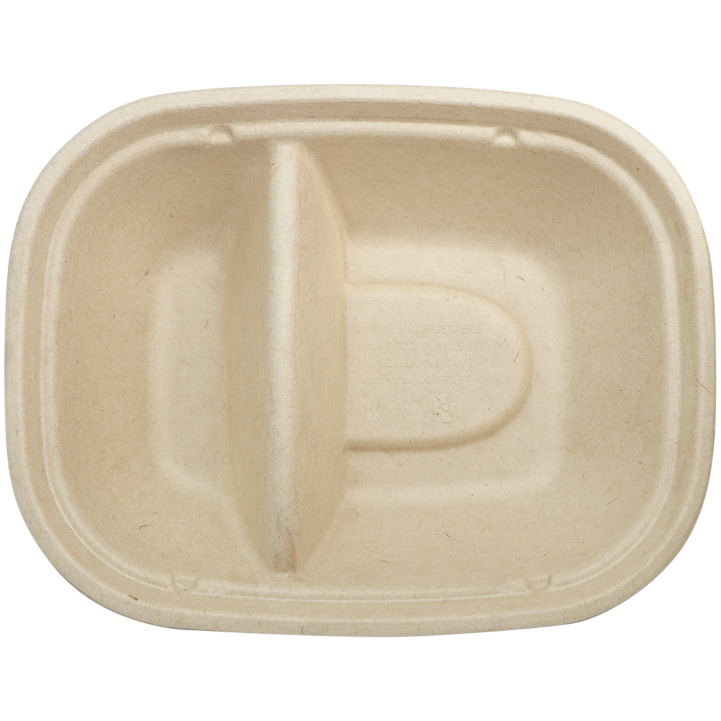 24 oz Compostable Fiber Box | 2 Compartment