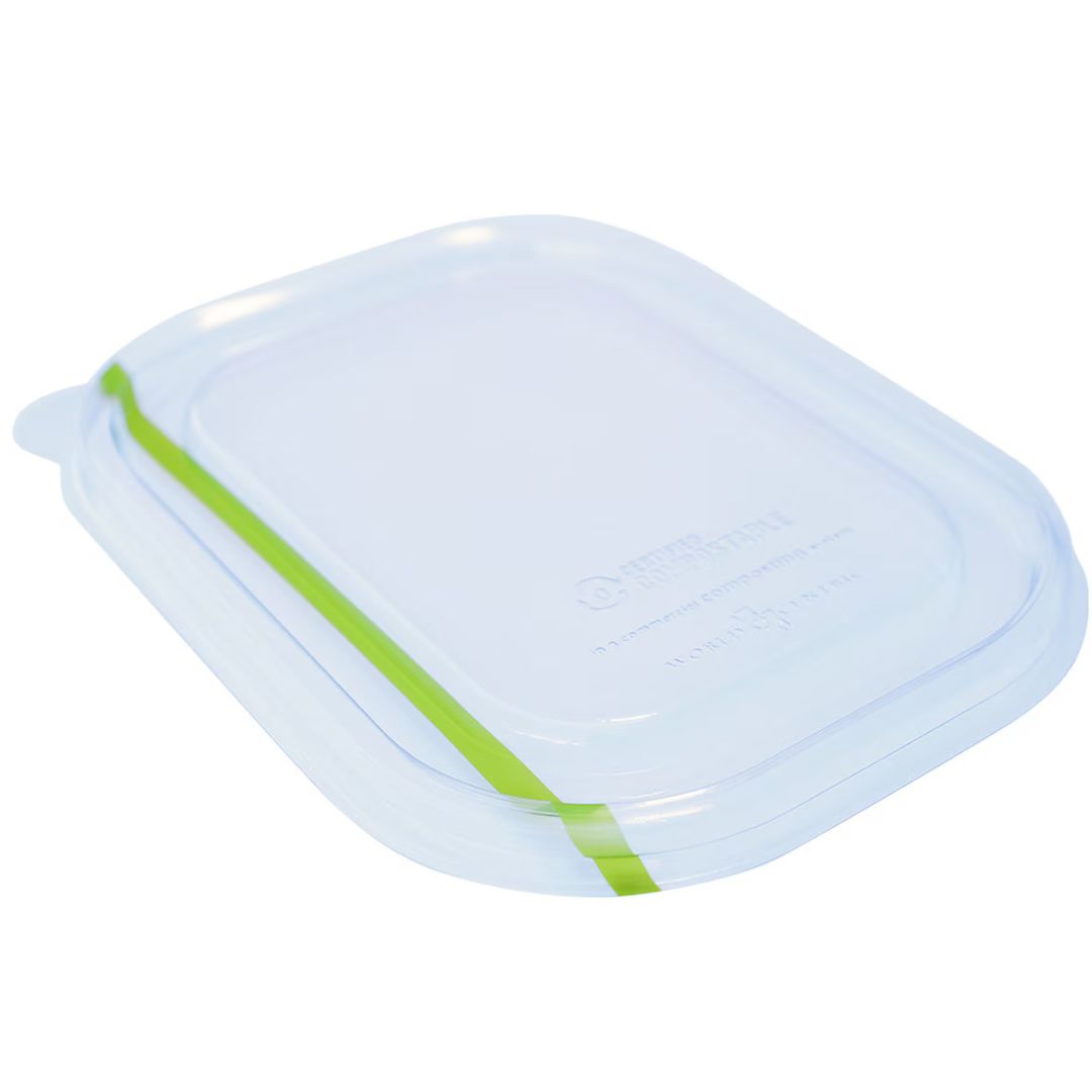 Clear Lid for 20-48 oz Fiber Boxes | Clear PLA | Green Stripe